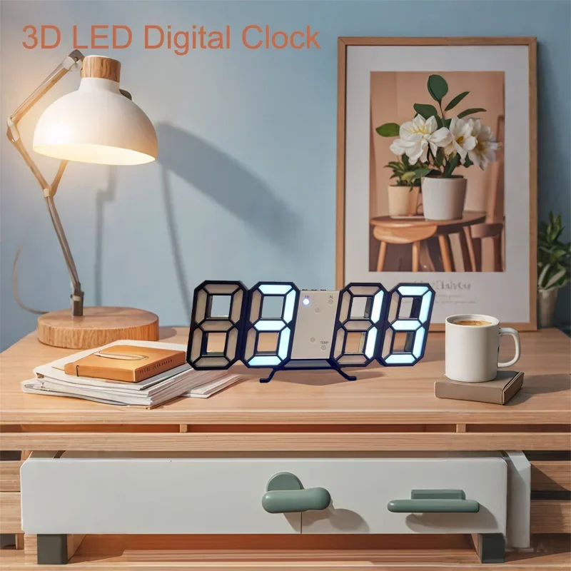 LED Clock Desk Study Home Decoration Bedroom Multifunctional Creative USB Plug in Electronic Alarm Clock Fashion Wall Clock