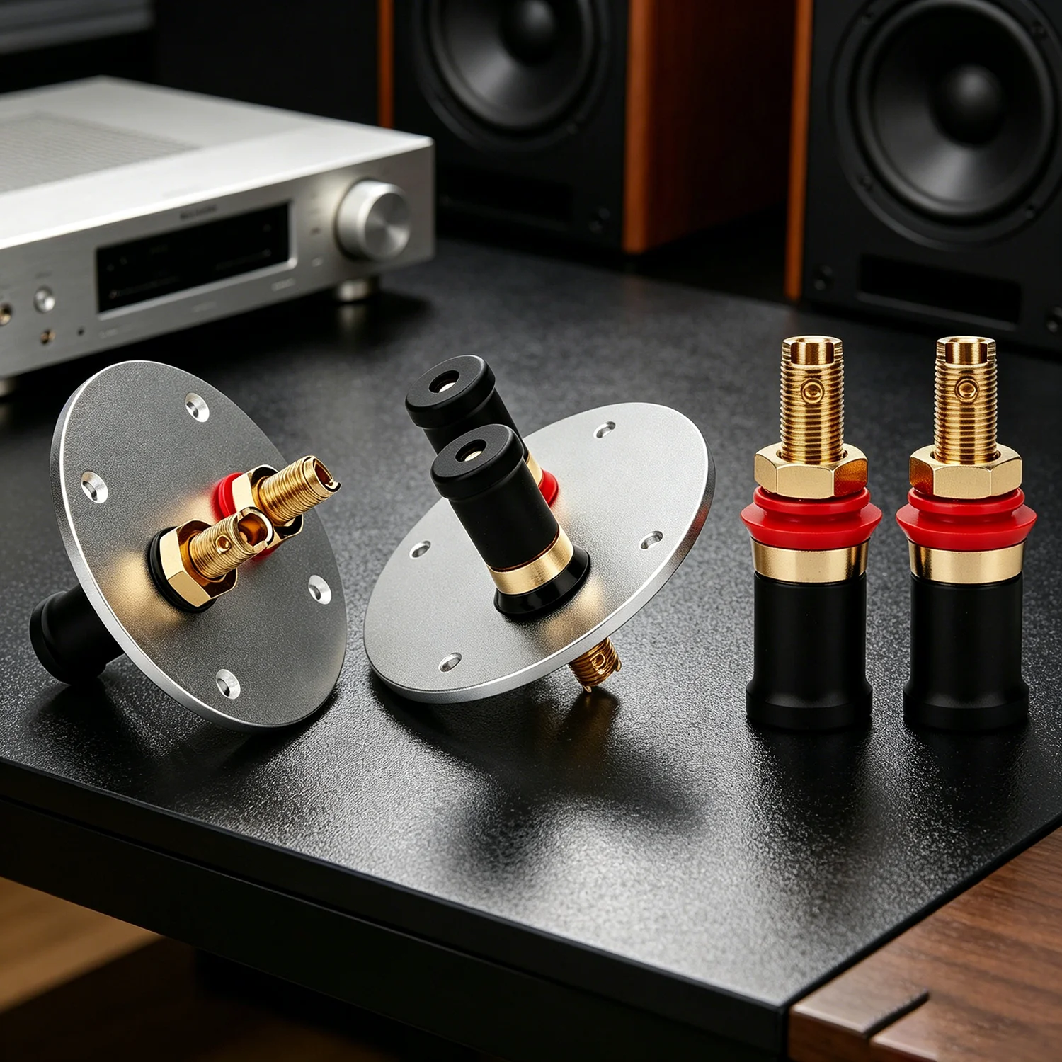 4pcs Speaker Binding Post Amplifier Terminal banana Connectors Speaker Binding Post Banana Plug Solderless Polygon