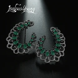 Brand Bulgaria AAA Zircon Black 2017 Women Branch Earrings Inlay Green Stone Gothic Punk Rock Big Stud Earrings Brincos AE494