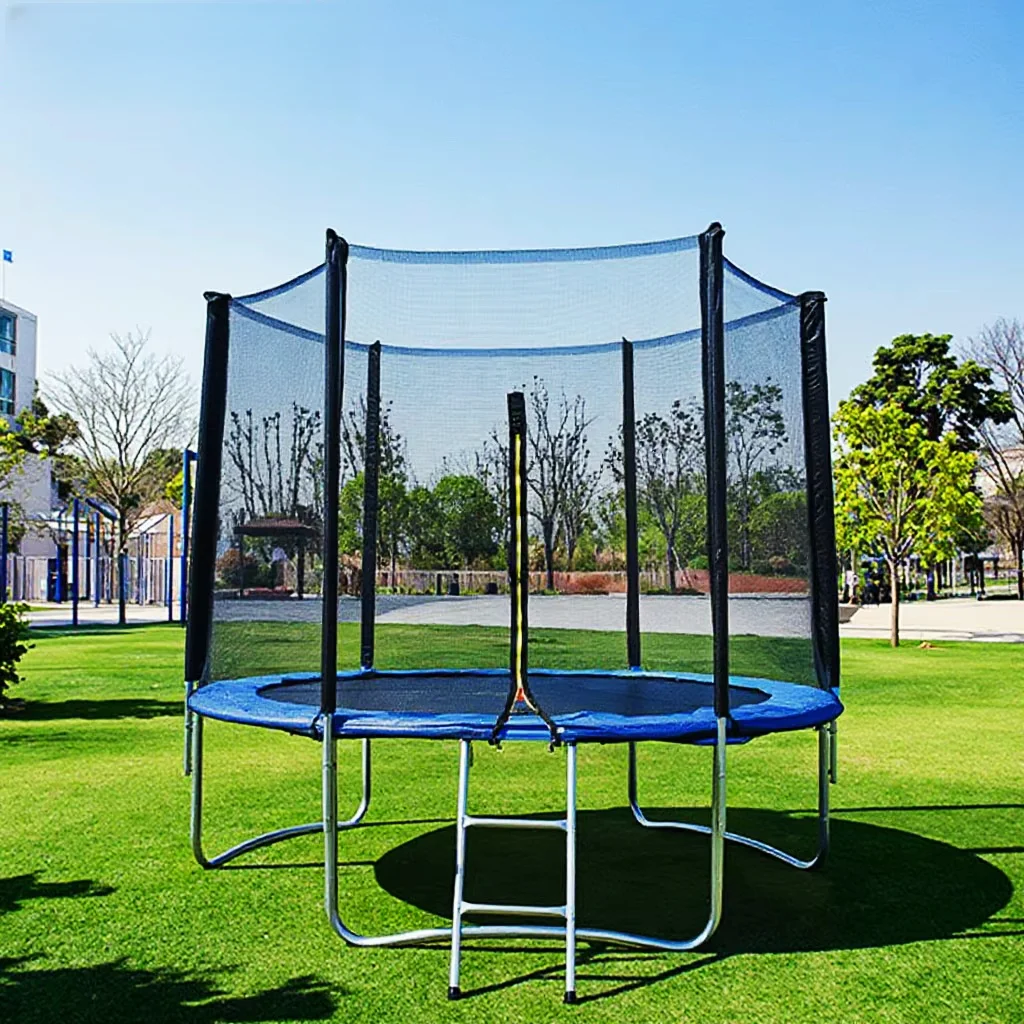 8Ft Commercial Grade Foldable Fitness Trampoline Durable Steel PVC Children Adult Unisex Family Outdoor Sports Jumping Foam