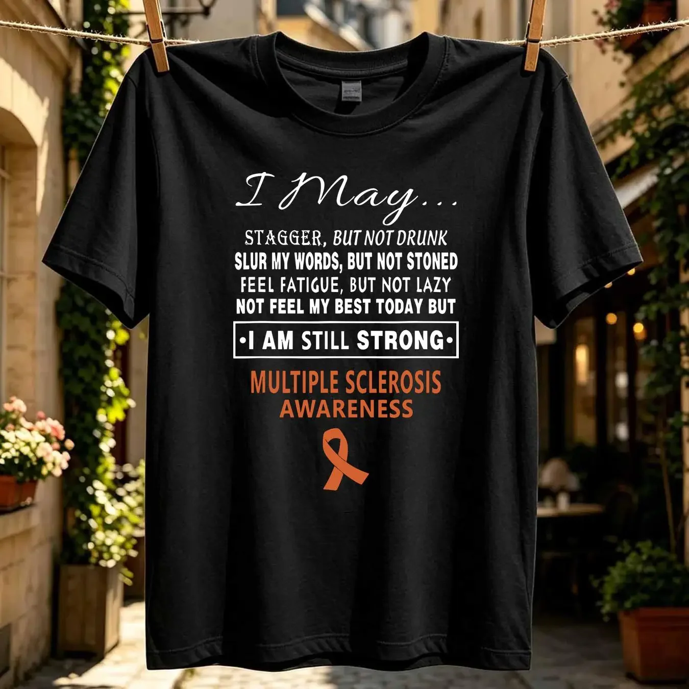 washed T Shirt Multiple Sclerosis Awareness  vintage Washed Stretched Casual Stylish Soft Slightly homme fashion