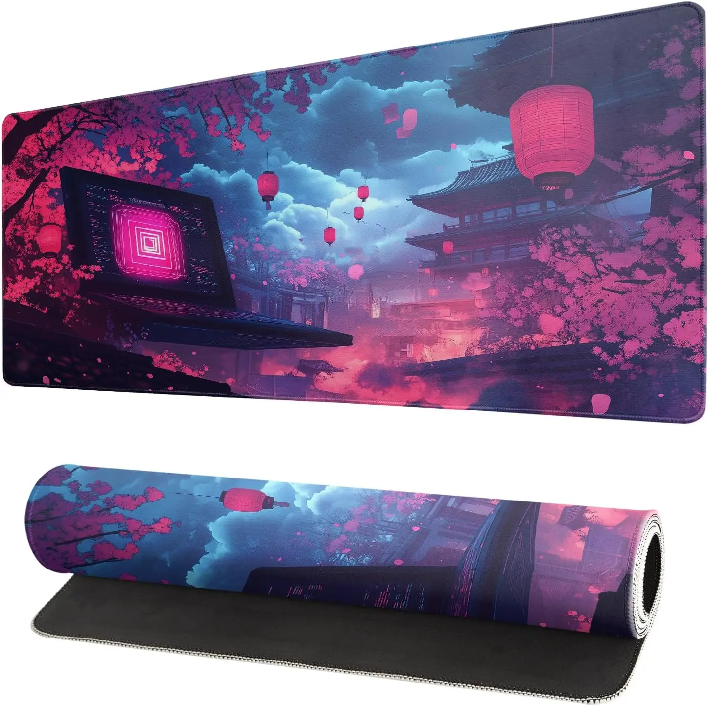 Purple Anime Mouse Pad – Anti-Slip, Stitched Edges for Gaming, Office & Desktop Keyboard Use