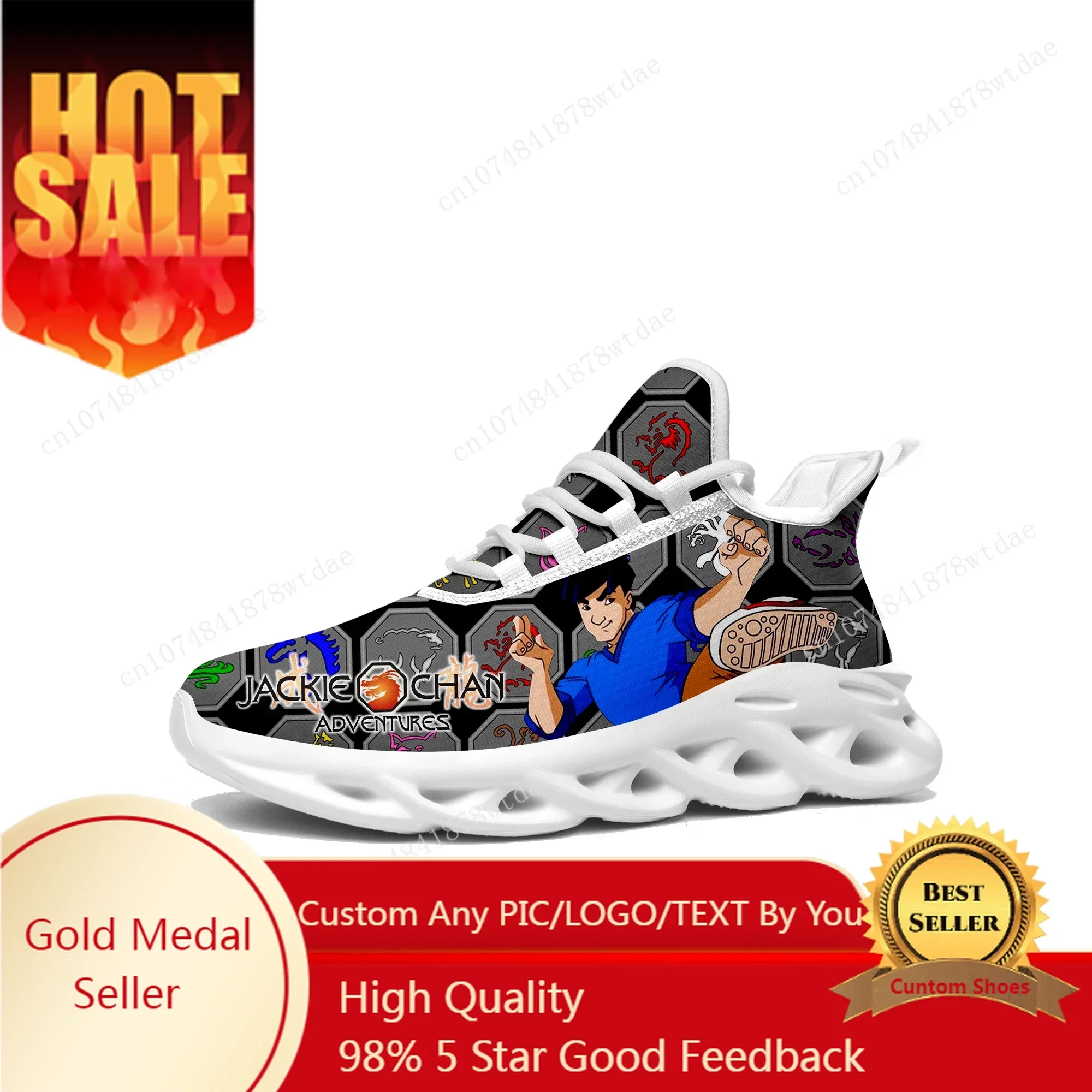 Jackie Chan Adventures Flats Sneakers Mens Womens Teenager Sports Running Shoe High Quality Cartoon Custom Lace Up Mesh Footwear