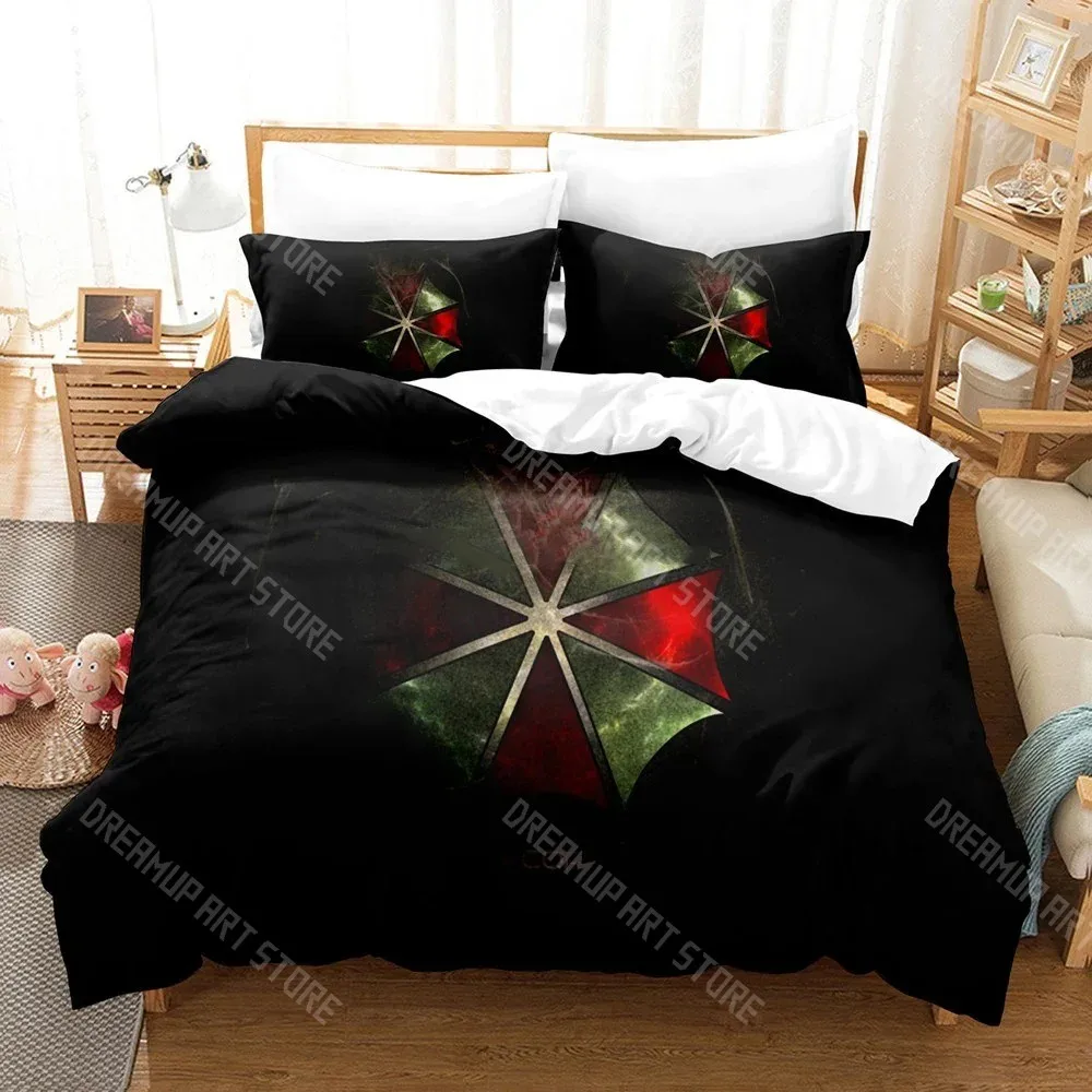 3D Printed R-Resident Red Umbrella Evil Bedding Set for Boys Girls Duvet Cover Twin Queen King Full Single Double Sizes