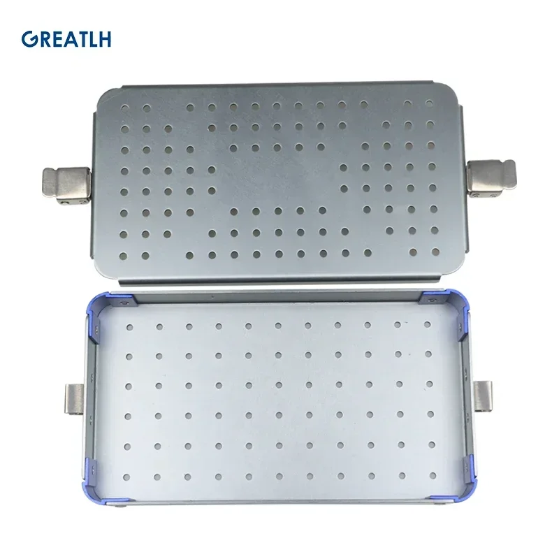 Sterilization Tray Case with Silicone Pad Aluminium Alloy Disinfection Box for Holding Instrument