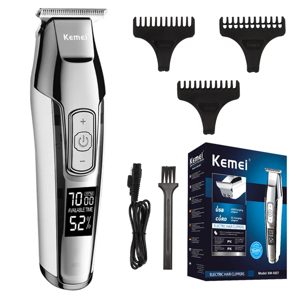 

Kemei KM-5027 Professional Hair Clipper Electric Men's Trimmer Rechargeable Hair Cutting Machine LCD Display Oil Head Trimmer