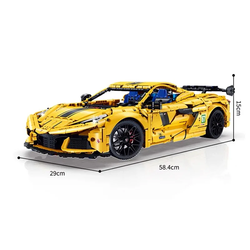 Technical Racing Sport Car Building Block City Mechanical Yellow Speed Vehicle Model Brick Toy For Kid Birthday Gift MOC 3788PCS