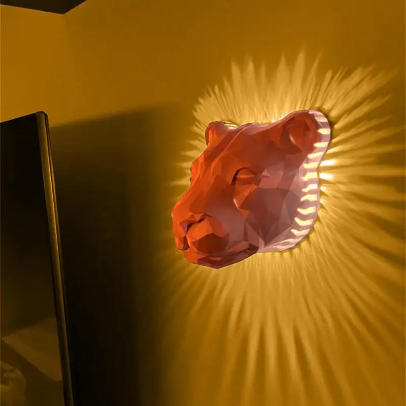 Imagem -06 - Impresso Animal Cabeça Wall Sconce Led Night Light Iluminação para Dormir Art Decoration Show Novo 2023 3d