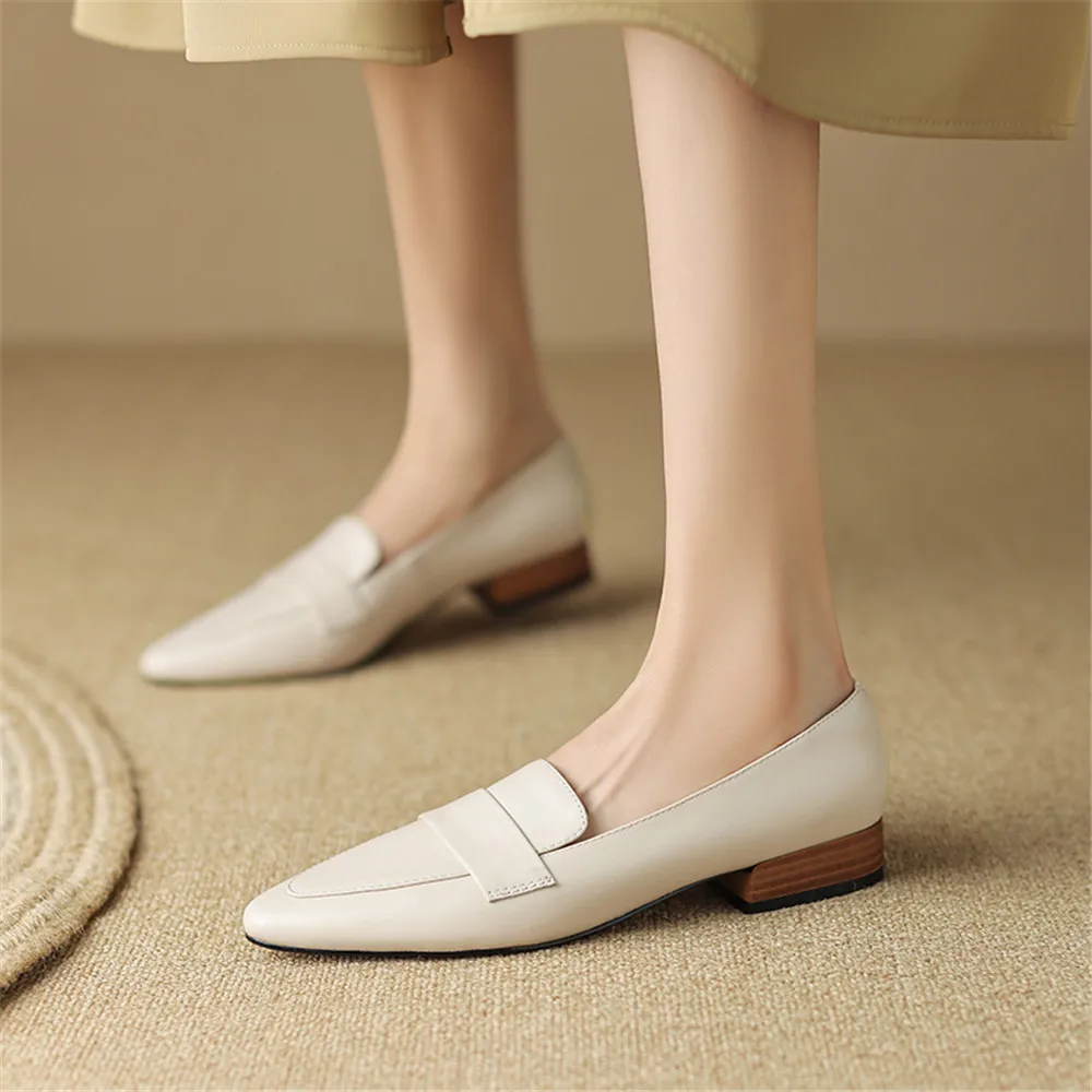 FEDONAS Low Heels Women Pumps Pointed Toe Concise Office Lady Working Shoes Woman Genuine Leather Pumps Basic Spring Summer 2024