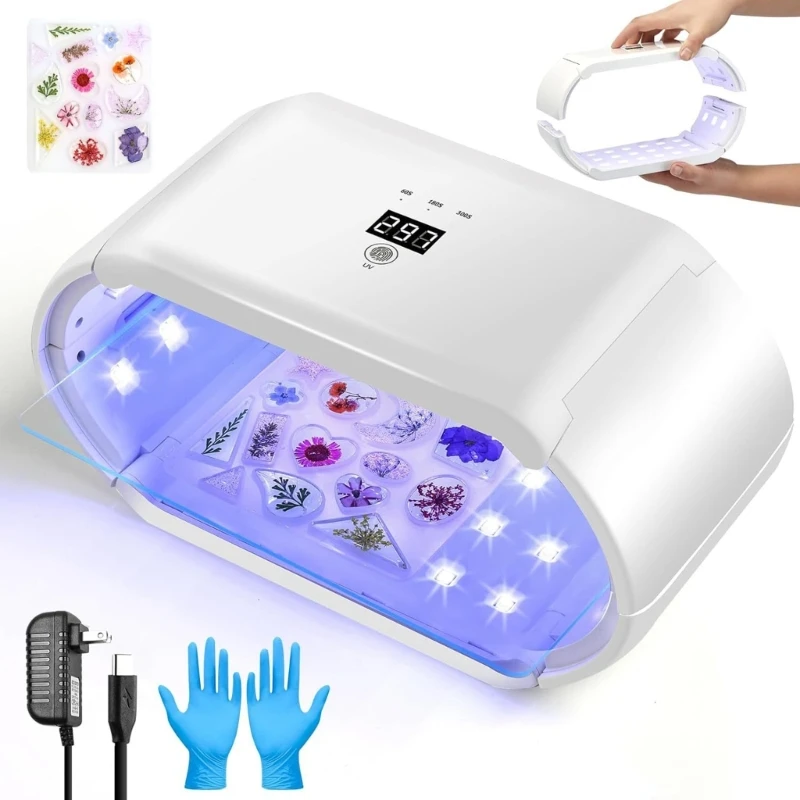 Versatile 96W UV Resin Lamp with Customizable Timer Fast Curing UV Light with Time Settings Practical Nails Accessories