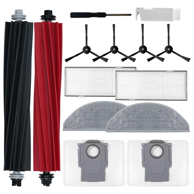 

~ Прочная основная боковая щетка Hepa-фильтры Мешки для пыли Тканевые подушечки для швабры, как показано на рисунке Пластик для робота-пылесоса Roborock S8 Pro Ultra