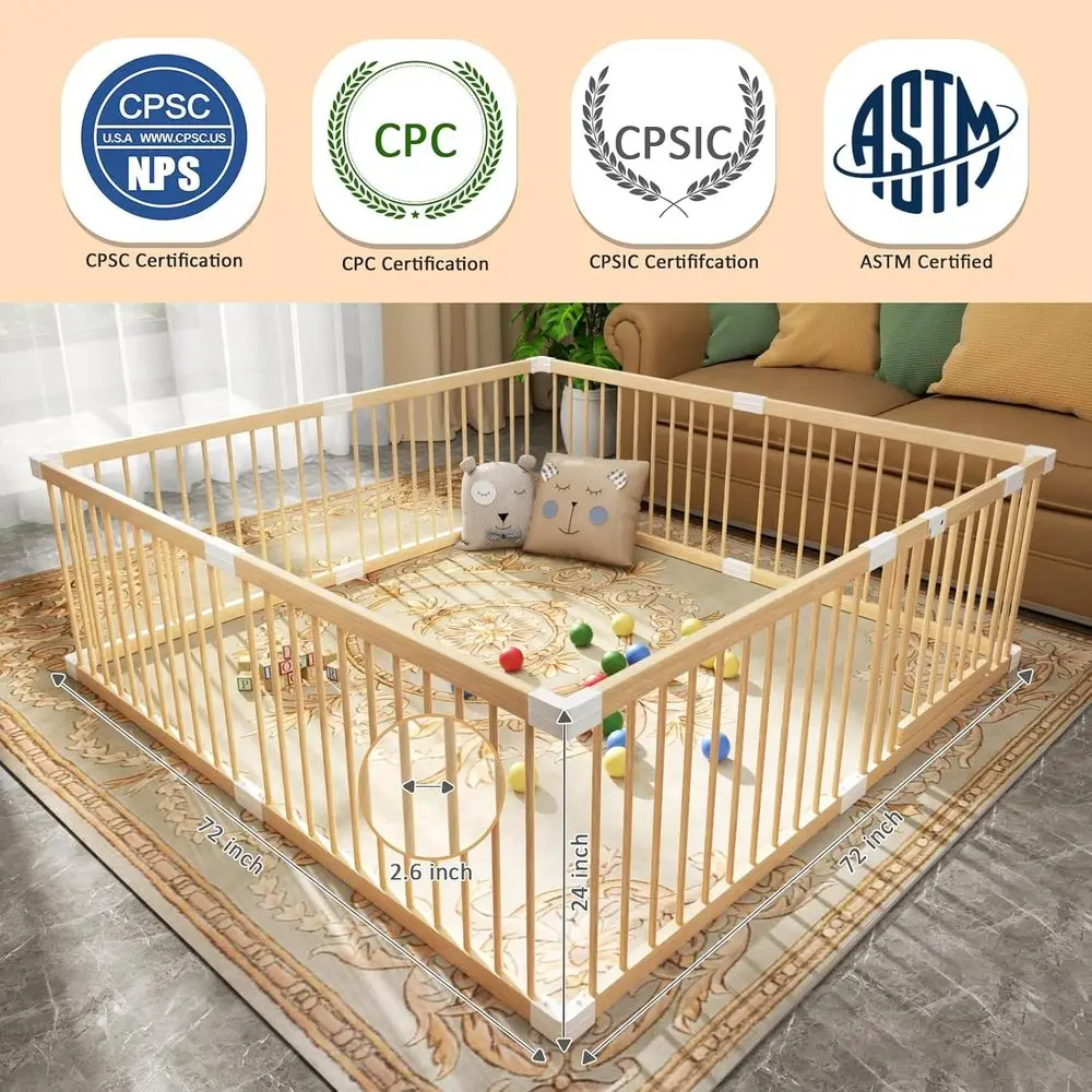 Baby-Laufstall in Jumbo-Größe – Spielbereich für Kleinkinder im Innenbereich, sicherer Spielhof, schnelle Montage (73 x 73 x 24 Zoll)