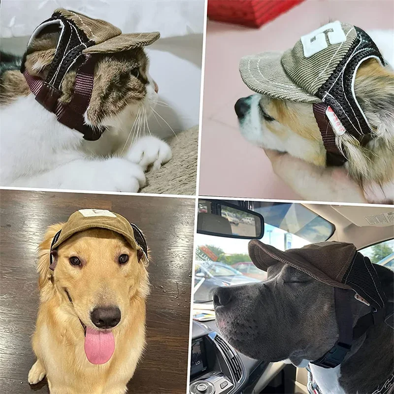 Pet Dog Sunscreen Hat Baseball Cap Outdoor Sports with Ear Holes Adjustable for Small Medium Large Cats Dogs Kittens