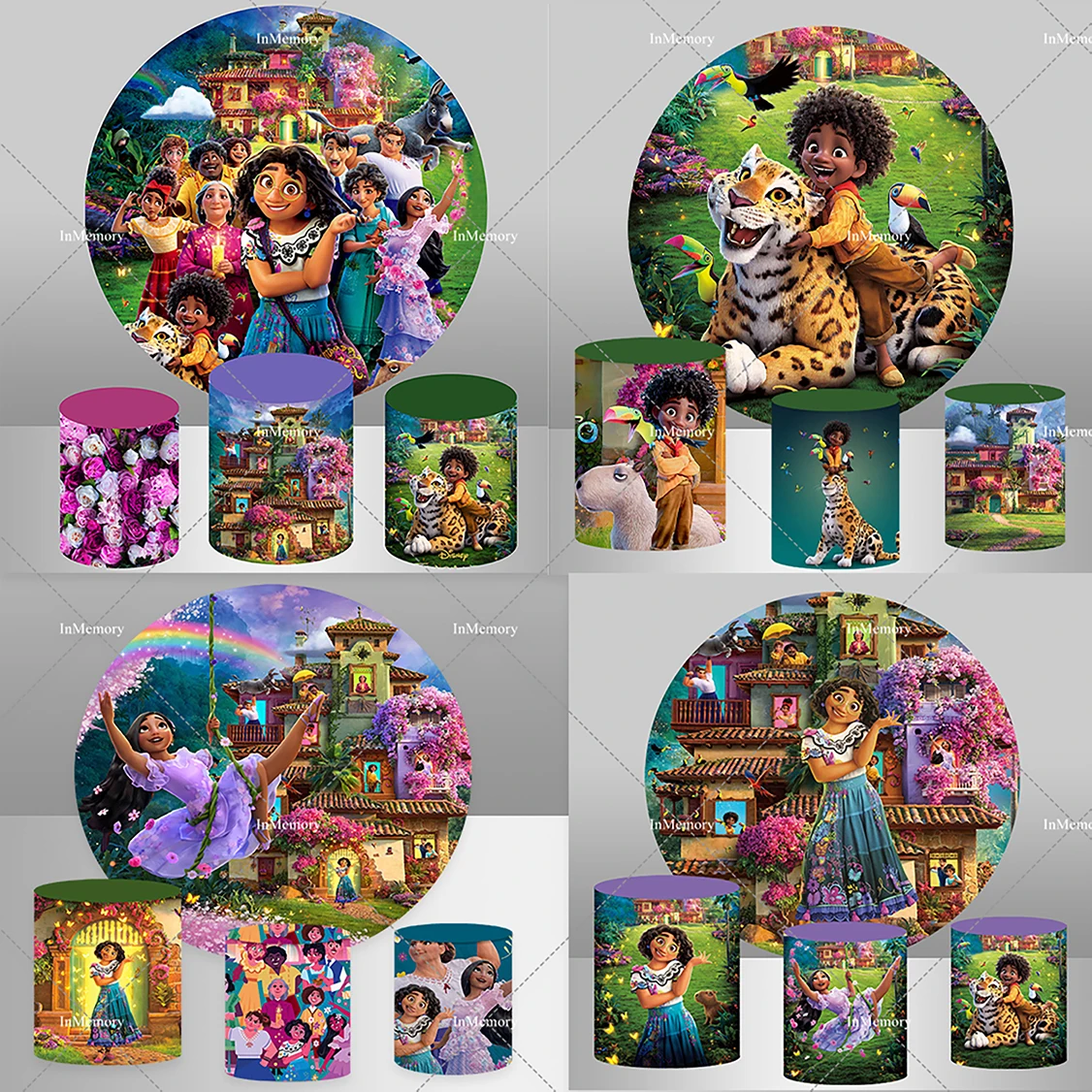 

Encanto Birthday Party Supplies Round Backdrop Cover Cartoon Kids Happy Birthday Magical Princess Mirabel Encanto Birthday Decor