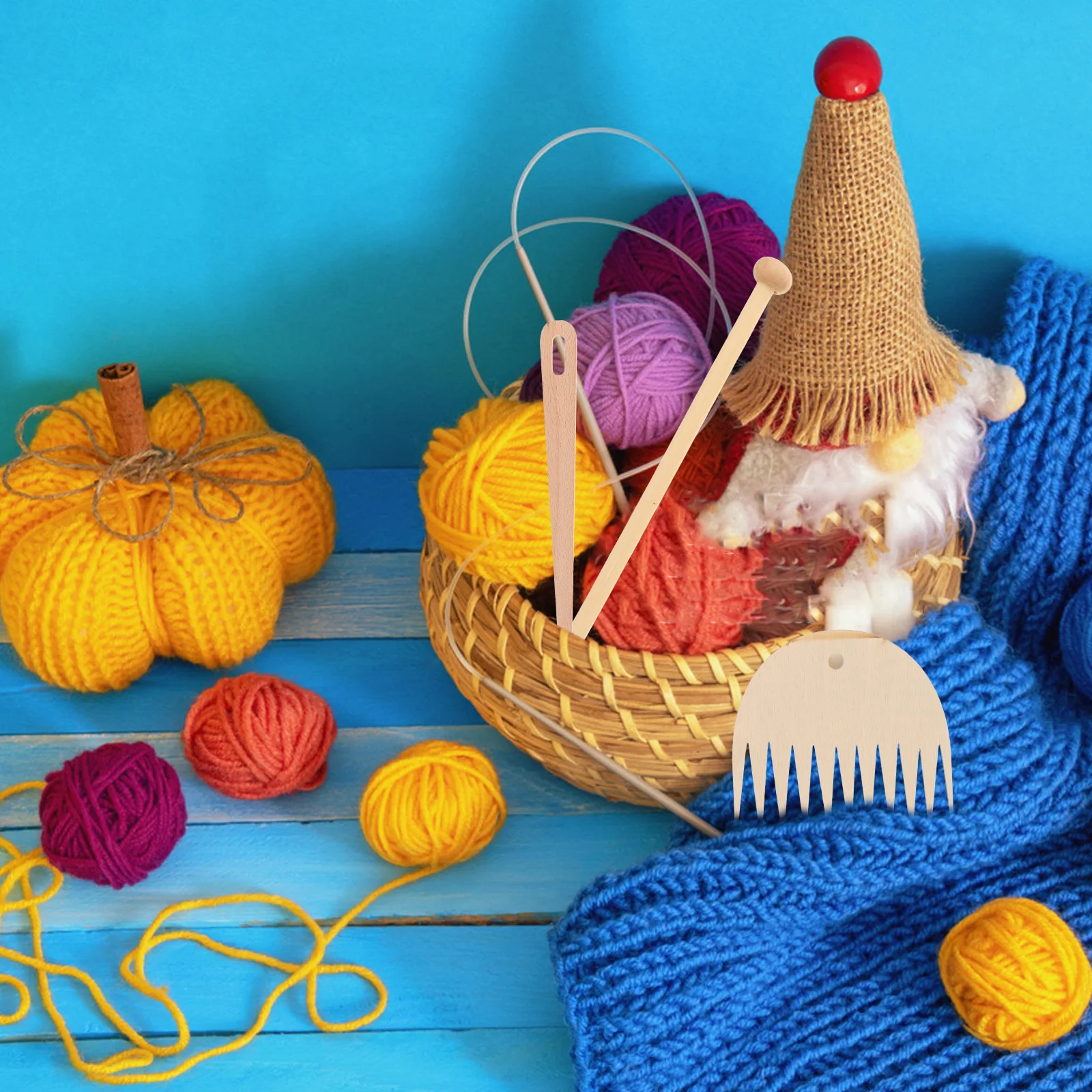 

8Pcs Stick Set Wooden Knitting Needles Big Eye Crochet Tool Kit for Tapestry Weaving Knitting Crochet DIY Handcrafts