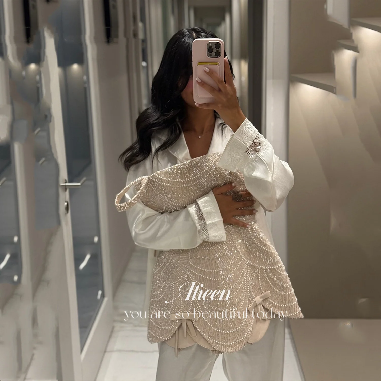 

Платье для выпускного вечера Aileen Beads فساتين سهرة Элегантные женские платья для свадебной вечеринки Vestidos De Festa по индивидуальному заказу, мини-милые платья цвета шампанского