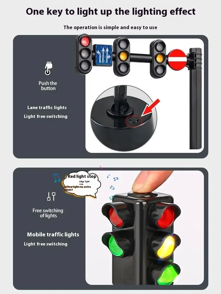 [Edukacyjny i zabawny] ruch drogowy Model lekka zabawka z realistycznymi efektami dźwiękowymi i świetlnymi-idealny do zabawy i nauki dla dzieci!