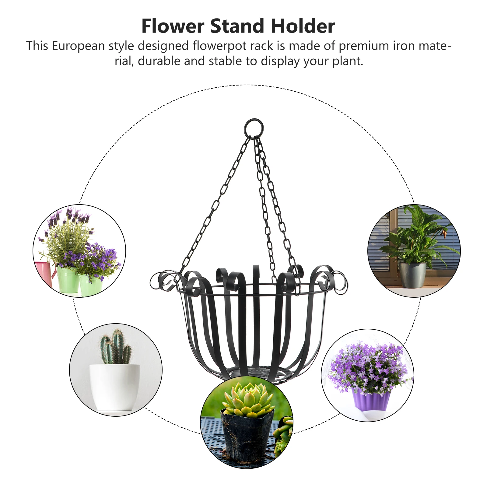 

Hanging Flower Pot Wall Plant Holder Iron Wire Baskets Outdoor Planter Sturdy Structure Easy Installation Gift Idea Hollow