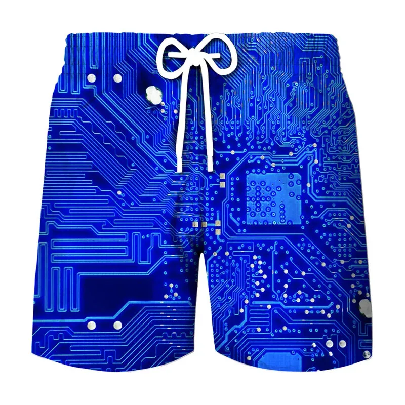 Short à motif de circuit amusant pour hommes, pantalons longs décontractés, short de plage imprimé en 3D, maillot de bain de surf d'été, short d'extérieur