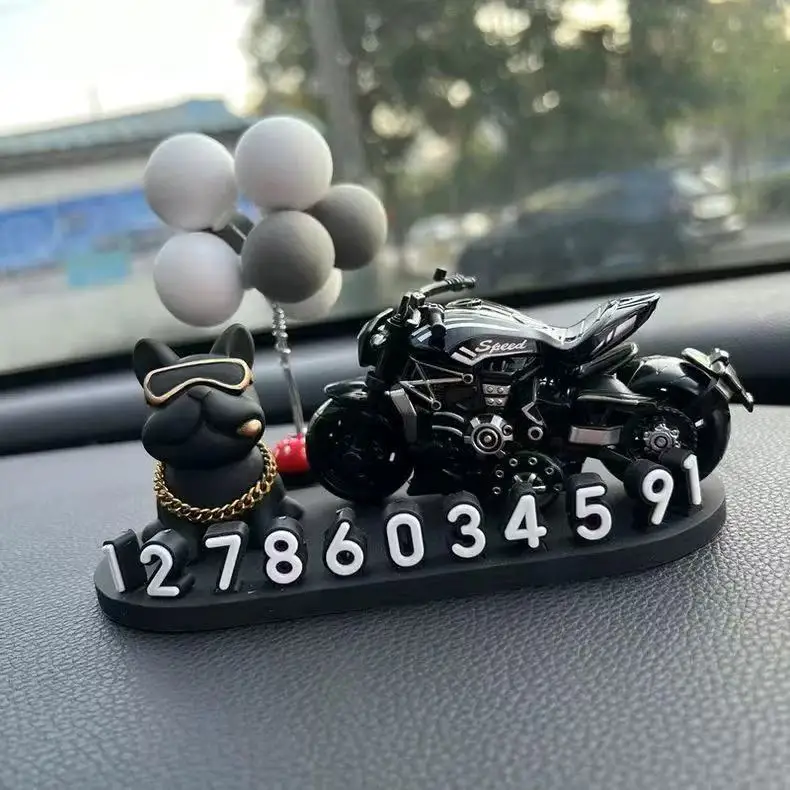 

French Dou Dog Car Temporary Parking Phone Number Plate Car Decorations Car Use Moving Plate Moving Card Men