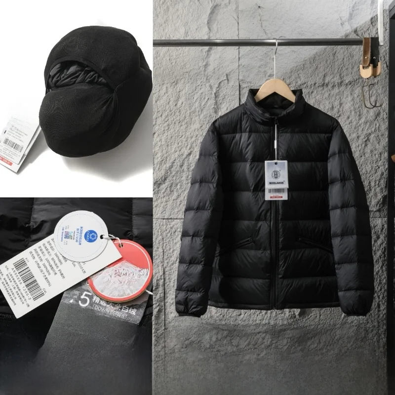 

High-End Men's down Jaet 95 Du Feather Filling Stand Collar Ultra Warm Highly Fluffy Zipper Design Windproof Water Repellent