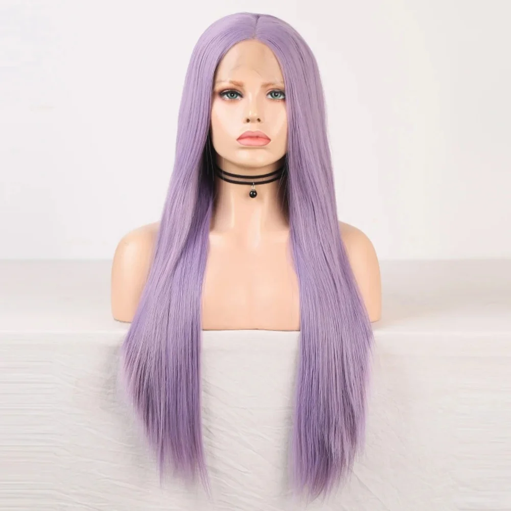 Purple Wig Long Straight Synthetic Hair Lace Front Wig Lavender Dark Purple Colored Natural Hair Lace Frontal Wigs for Women