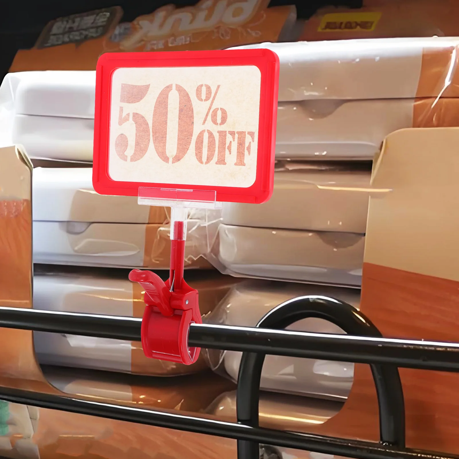 Double Sided Price Tag Rotating Sign Clip Holder with Clamp for Display Small Signage Card Refrigerator