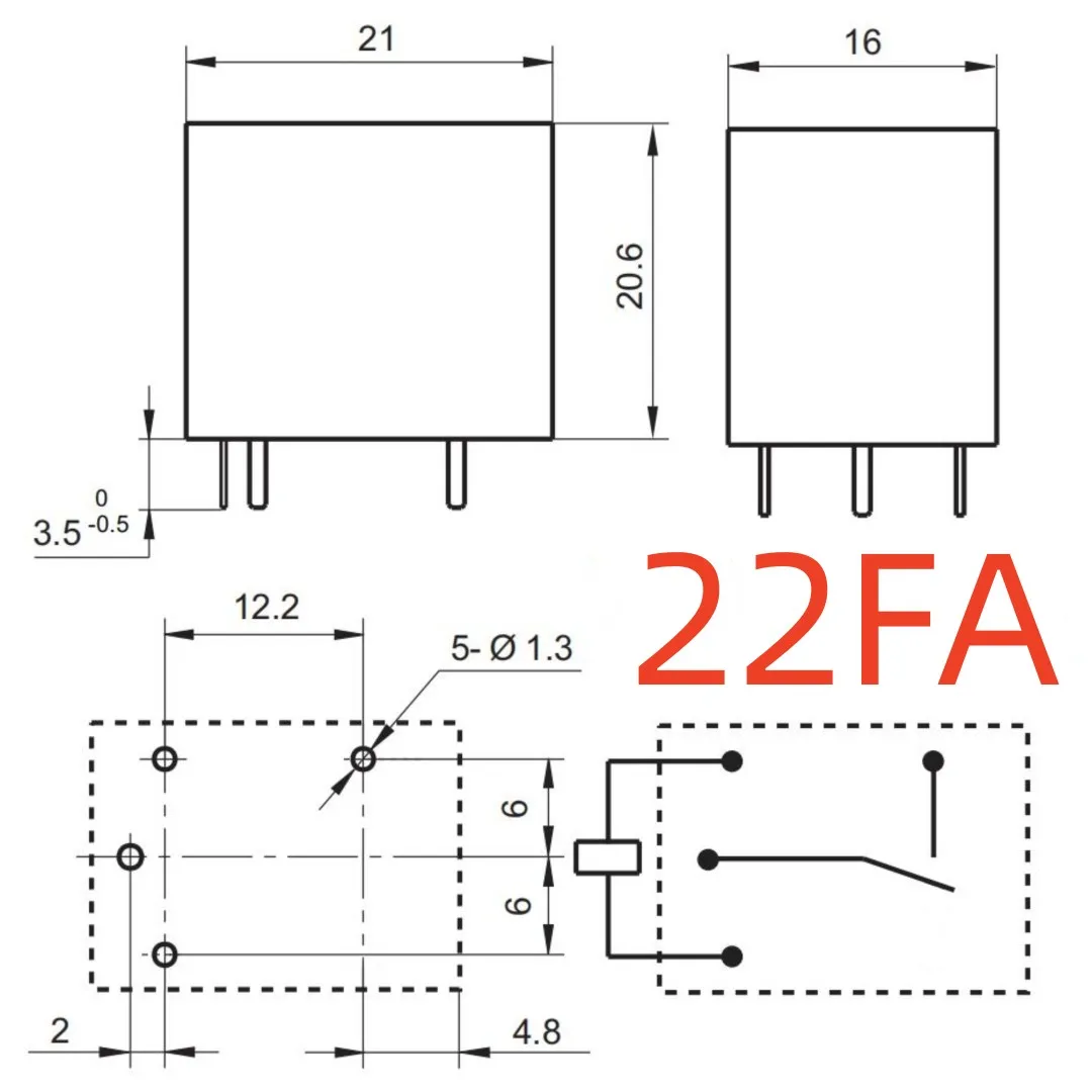 10PCS Premium for 4Pin 20A SPST Relay SCH-152F-1A-5S 22FA Coil 5V