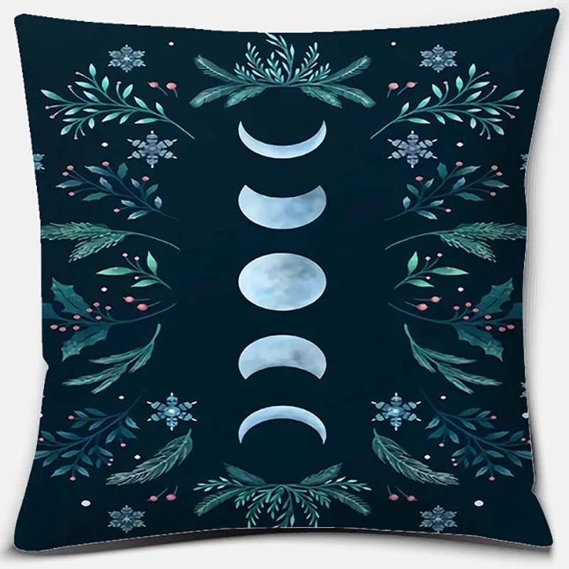 Animal Moon Pattern Series Floral Decoration Pillowcase Dark Night Starlight   Living room home decor