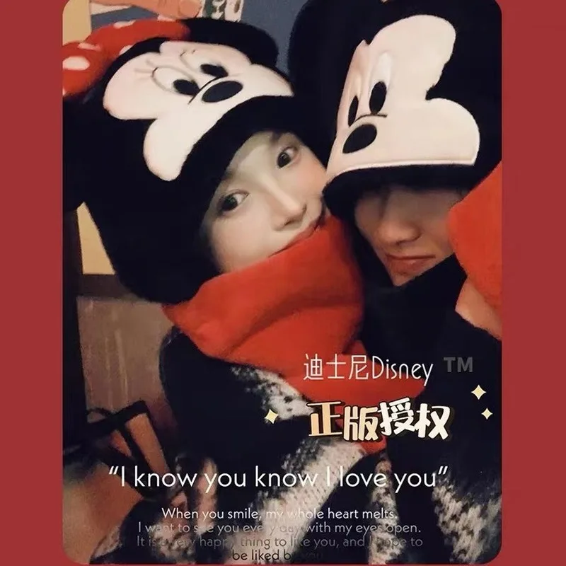 

Hot Disney Mickey Mouse Minnie Cartoon Hat Cosplay Costume Winter Warm Cute Creative Ear Protection Plush Hat Christmas Gift