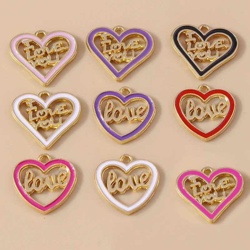 

20pcs Cute Colorful Enamel Love Heart Charms Pendants for Jewelry Making Drop Earrings Bracelets Necklaces DIY Crafts Supplies