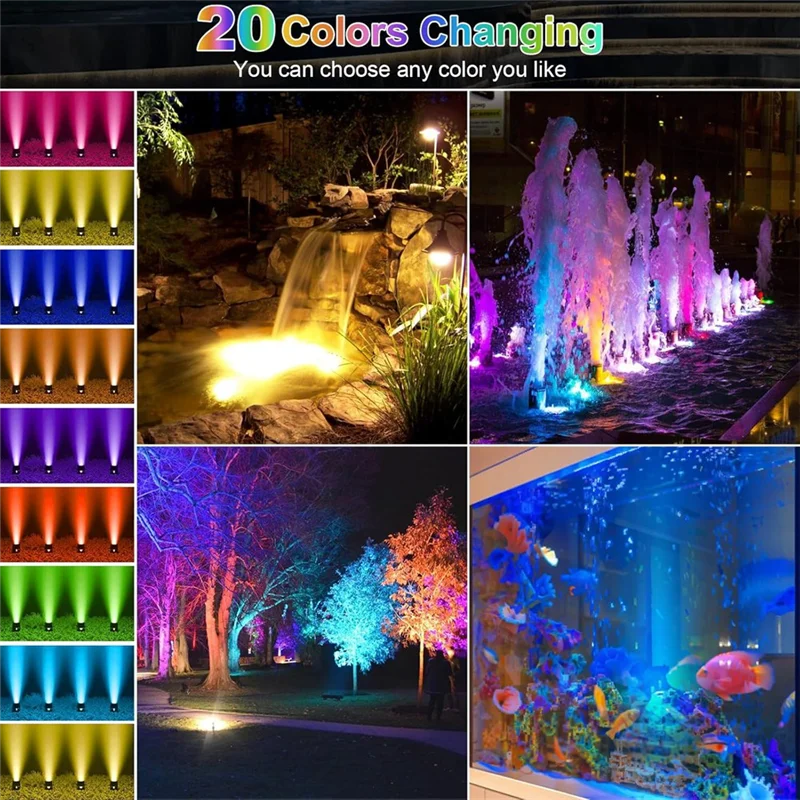

AONEQ-Underwater Pond Lights, Submersible Led Fountain Lights With Timer, Waterproof, US Plug