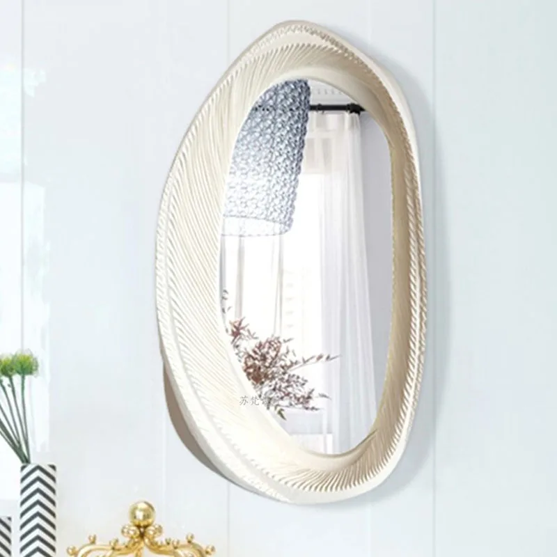 Display Bathroom Mirror Irregular Makeup Modern Aesthetic Macrame Creative Mirror White Art Espejos Decorativos Home Decoration