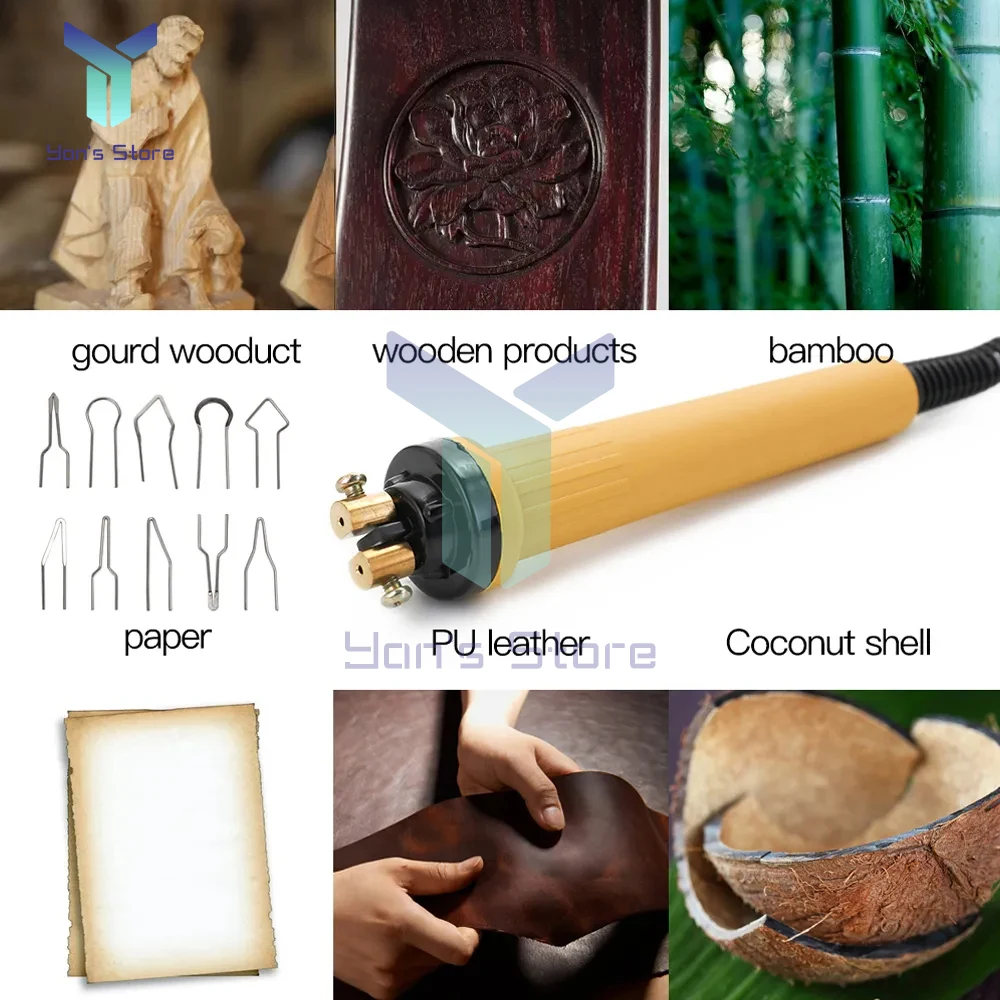 Queimador de madeira Pyrography Pen, Burning Machine, Cabaça Artesanato Tool Set com Welding Wire Top, temperatura ajustável, REINO UNIDO EUA UE, 25 em 1