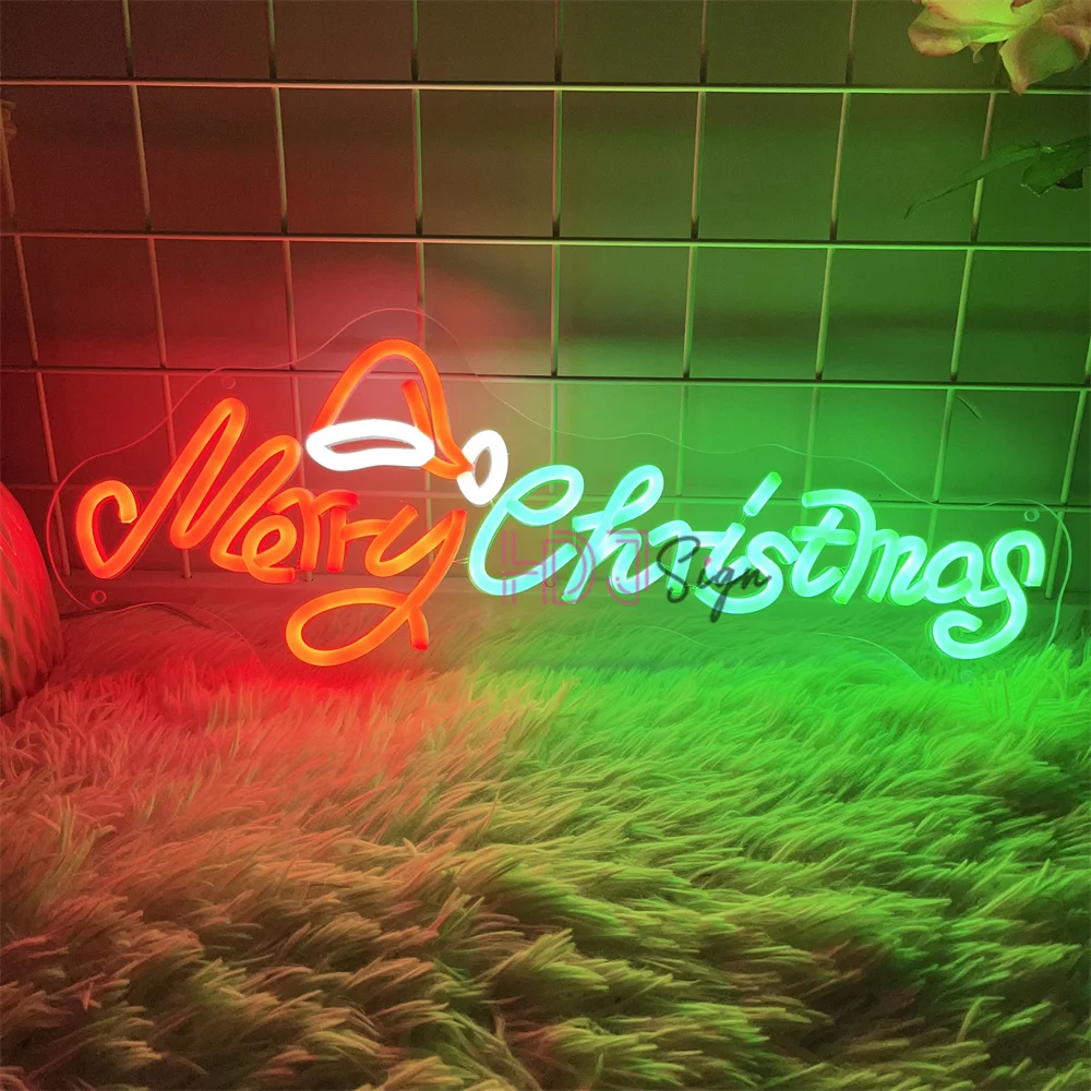 

С Рождеством Неоновая светодиодная вывеска Вечеринка Домашняя комната Настенный декор Рождественский Новый год Неоновые огни USB Украшение спальни Светодиодная неоновая вывеска