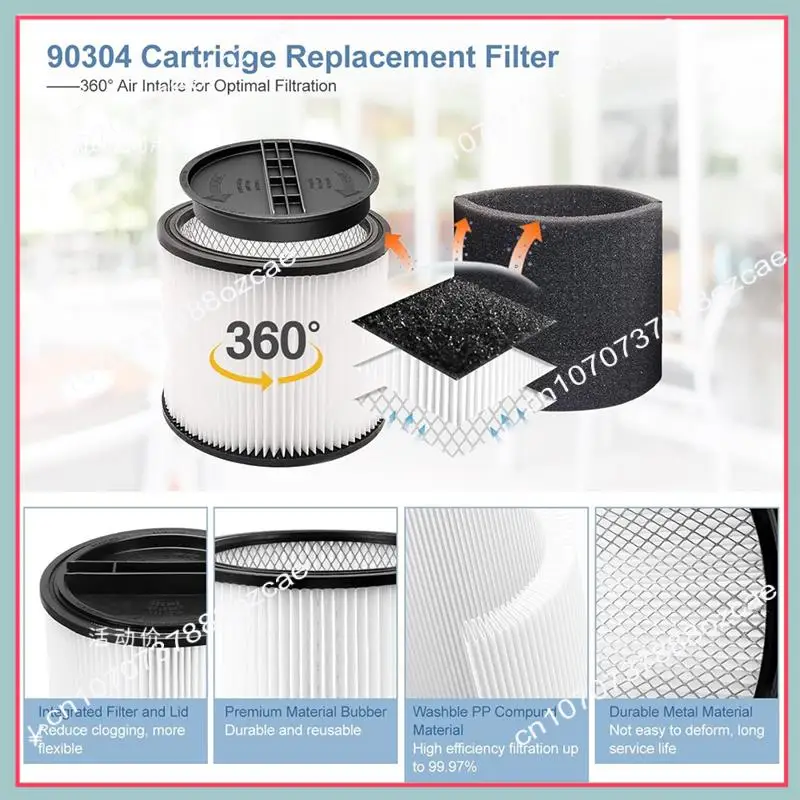 مرشحات بديلة A26P 90304، 90585 غلاف إسفنجي لـ Shopvac 90304، 90350، 90333 5 جالون حتى أجزاء المكنسة الكهربائية الرطبة والجافة