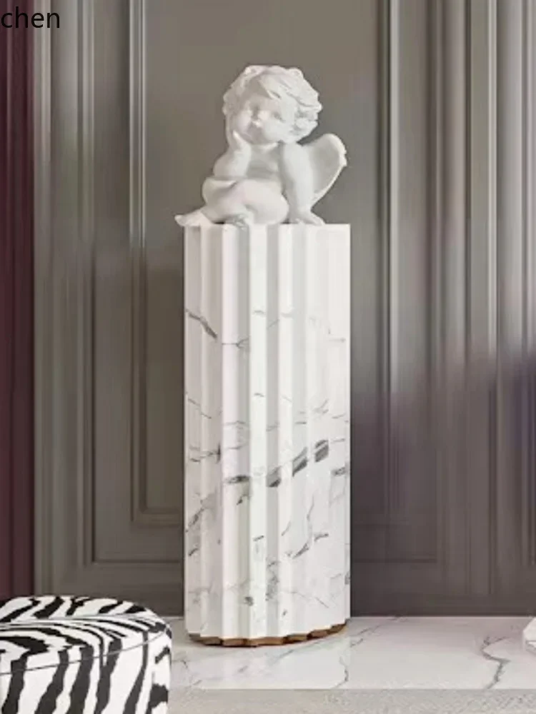 DSA  Living Room Entrance TV Cabinet Side Decorative Round Column Display Stand Sculpture Base
