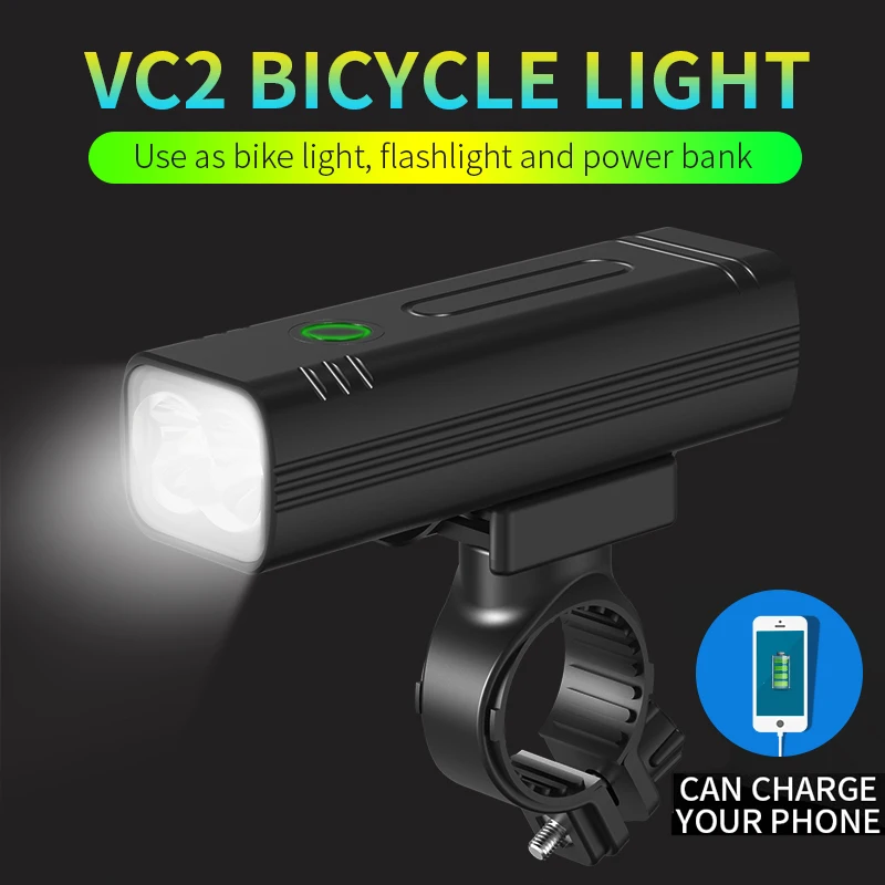 

18650 Bike Light USB Rechargeable 2T6 LED Bicycle Lights MTB Handlebar Front Lamp Cycling Headlight For Safely Night Riding