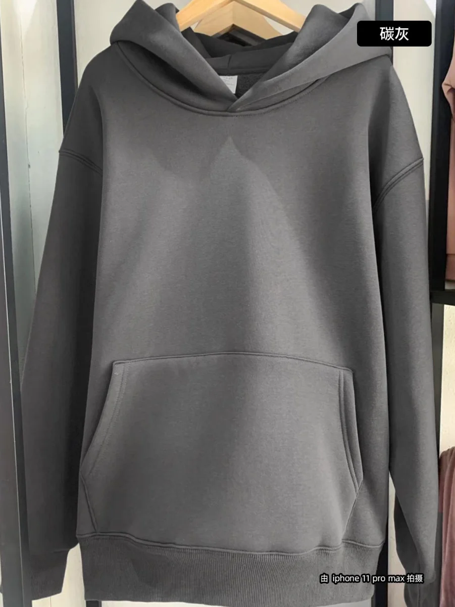 500gsm Men's Thick Fleece Hooded Hoodies, Plain Customized Print, Heavy Cotton Pullovers, Oversized Jumpers, Tops, Quality, Y2K