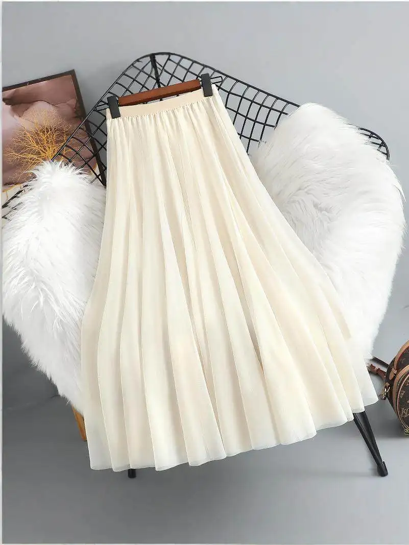 

Женская многослойная тюлевая юбка с оборками, плиссированная пышная юбка макси с высокой талией, платье феи, длинная вечерние юбка-пачка