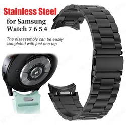 Stainless Steel Strap for Samsung Watch 7 40mm 44mm Quick Fit Metal Band for Galaxy Watch 6 5 4 Classic Bracelet No Gaps Silver