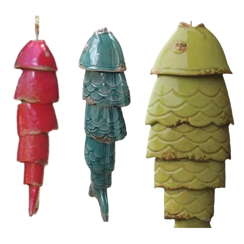 

2024 New Colorful Koi Fish Wind Chime Metal Wind Bell Hanging Ornament Coastal Windchime