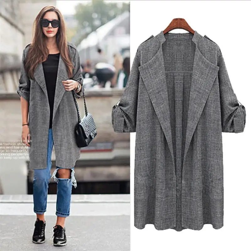

Faion Women's Bla Suit Jaet Casual Coat Long Sve Mid-Length Polyester Outerwear for Ladies