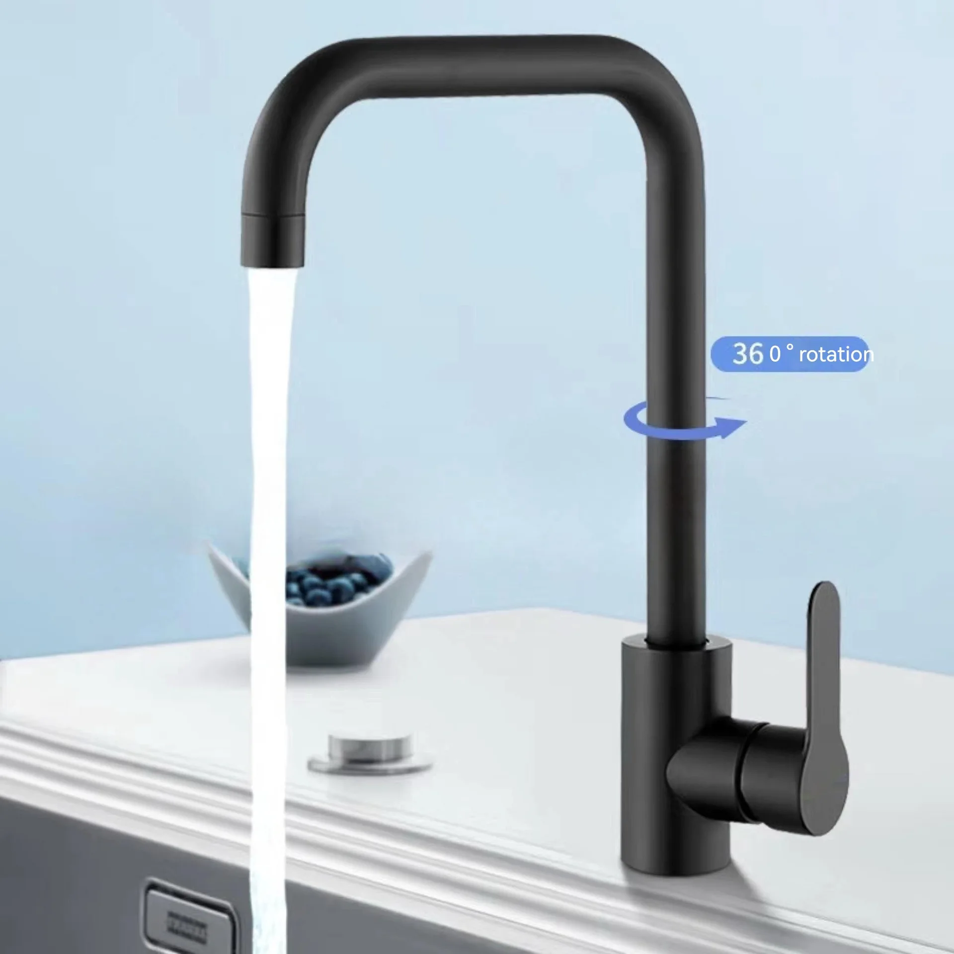 Vanities Single Hole black faucet Wash Sink 304 Stainless Steel Kitchen Faucets