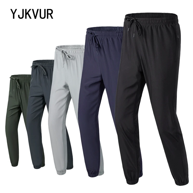 YJKVUR 5 Pack Men\'s Lightweight Hiking Pants Elastic Waist Quick Dry Running Pants With Zipper Pockets Sweatpants Gym Workout