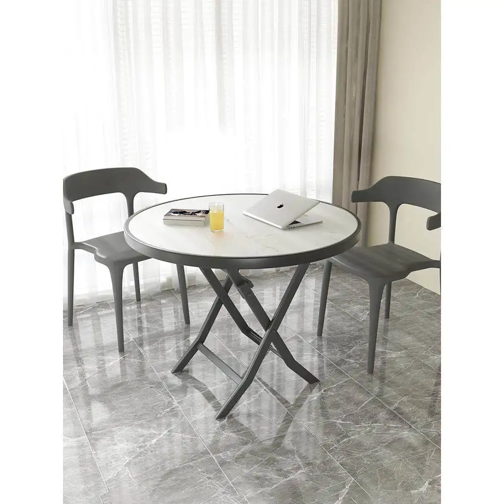 

！@Metal Folding Square Table Modern Foldable Outdoor Dining Table for Rental Rooms Portable & Compact