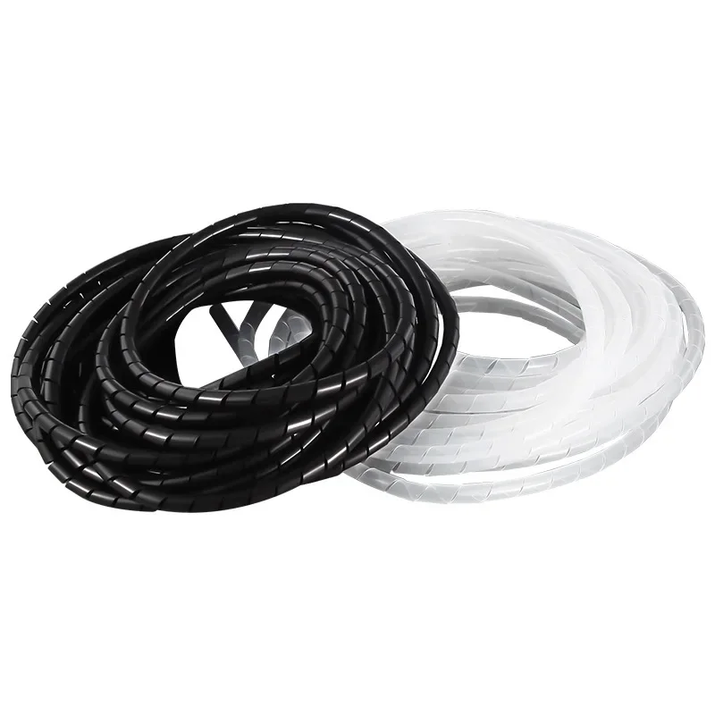 4-30MM Spiral Cable Wrap Sleeve Plastic Winding Pipe Wire Organizer Tube Black/Transparent Cord Management Protector