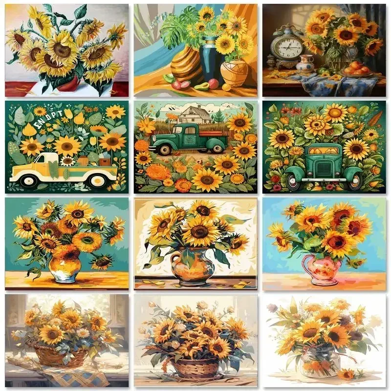 

266792 DIY Paint By Numbers Handmade Paintings On Number Sunflower Diy Craft Picture By Numbers For Home Decors