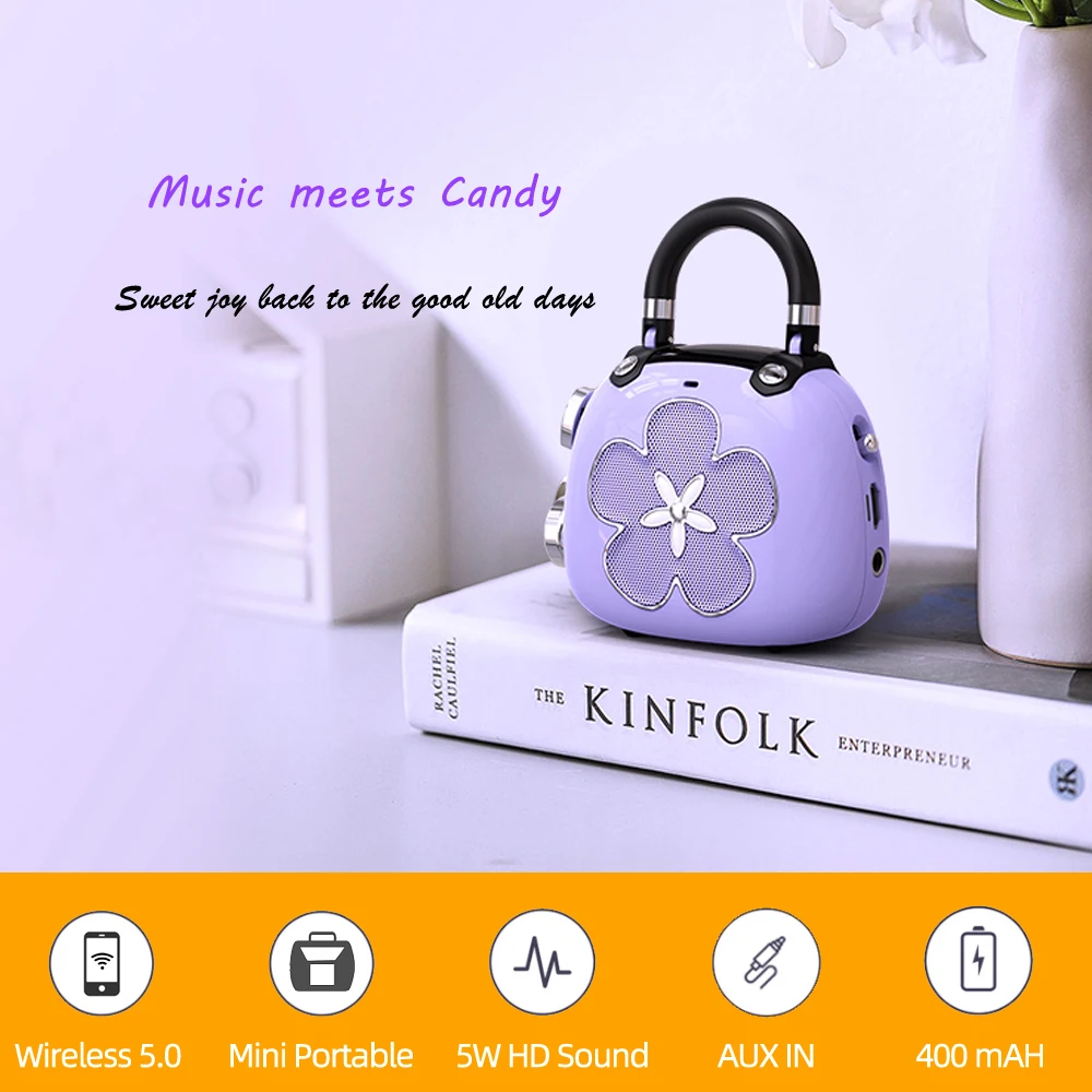 DOSS بلوتوث صغير 5.0 مكبر صوت كاندي 5 وات مايتي ساوند لطيف مشغل موسيقى MP3 صندوق الصوت مكبرات صوت محمولة لاسلكية فكرة هدية مثالية