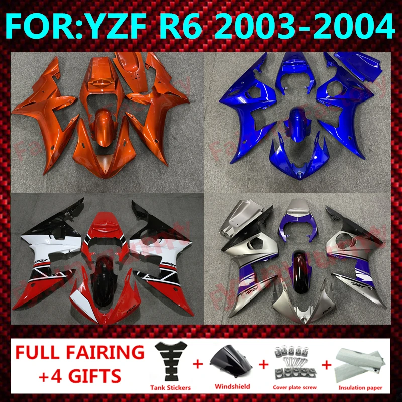 Motorcycle full Fairing kit fit for yamaha YZF R6 03 04 YZF-R6 2003 2004 model bodywork body ABS Plastics fairings kits zxmt